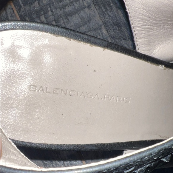 Balenciaga Black Leather Wedge Sandals